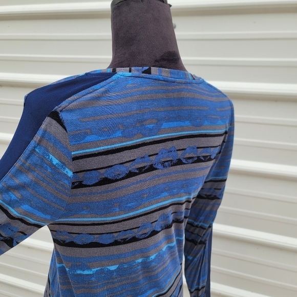 Kirna Zabete for Target Medieval Blue Print Dress Stretch Midi Knit V-Neck M - Picture 6 of 11